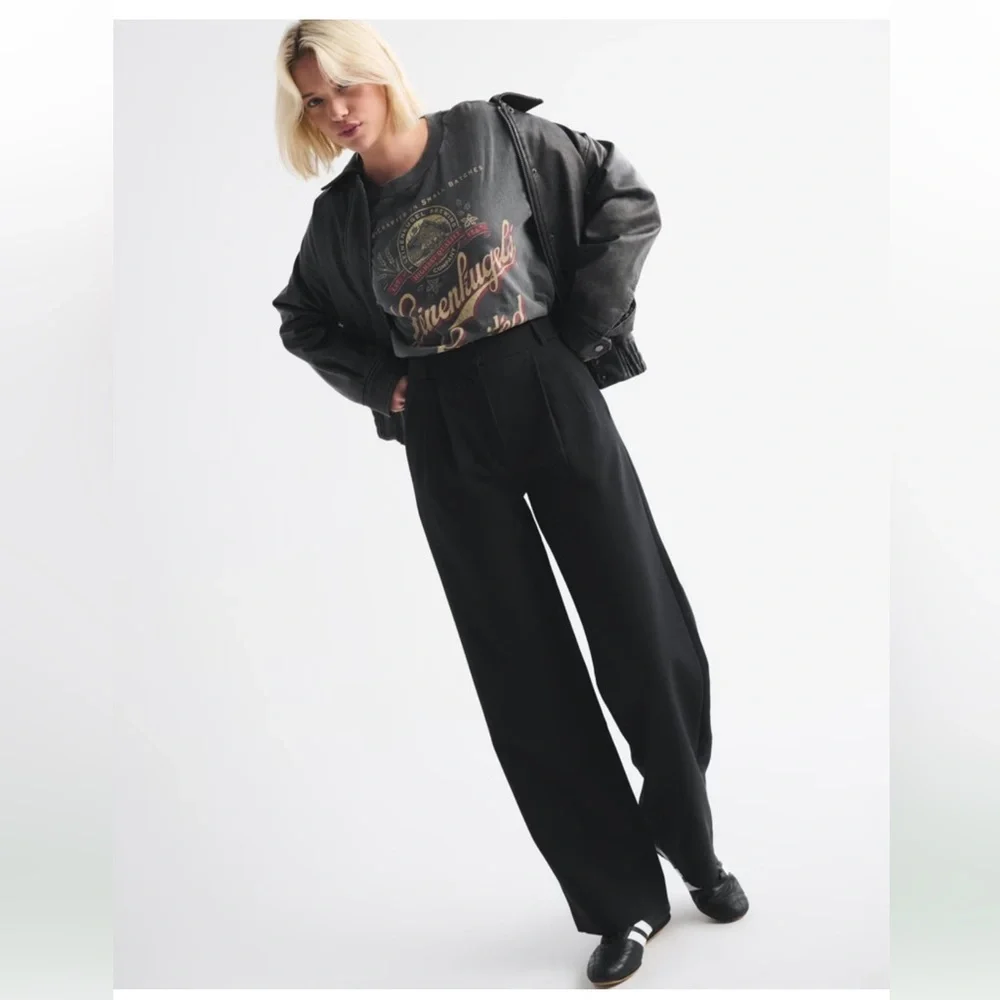 Abercrombie & Fitch Wide Leg Sloan Tailored Pant black xs - Picture 7 of 12